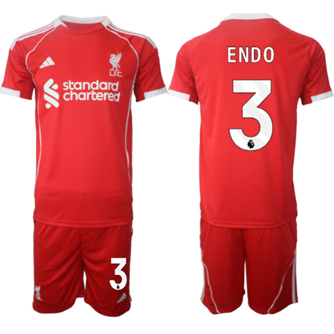 Wataru Endo Jersey #3 Liverpool Red Home 2025 Soccer Suit