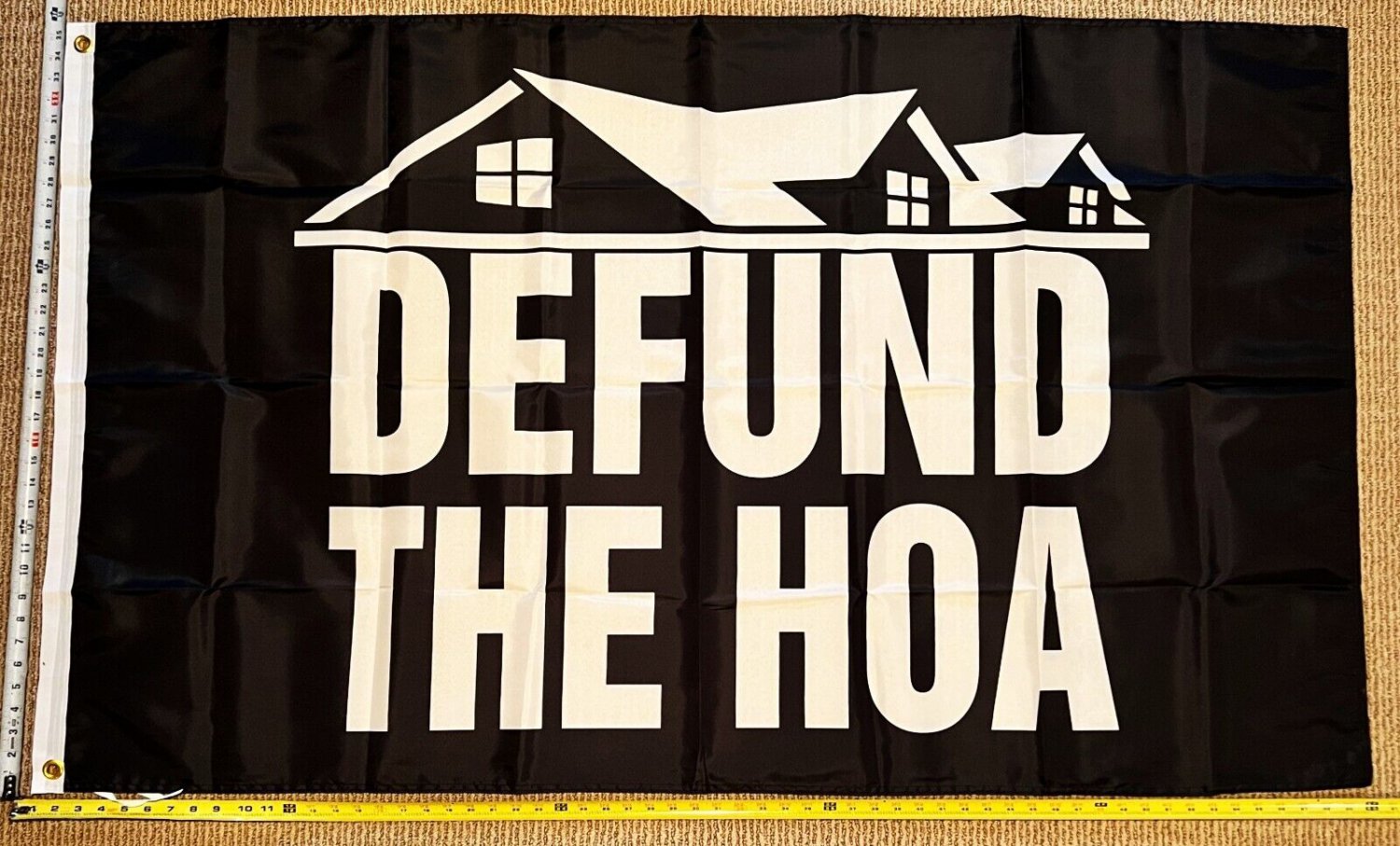 Welcome Flag Defund The HOA Black TH Home Owners Sign Poster USA 3x5'