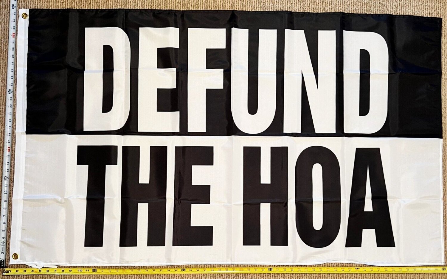 Welcome Flag Defund The HOA Black White Bl Home Owners Sign Poster USA 3x5'