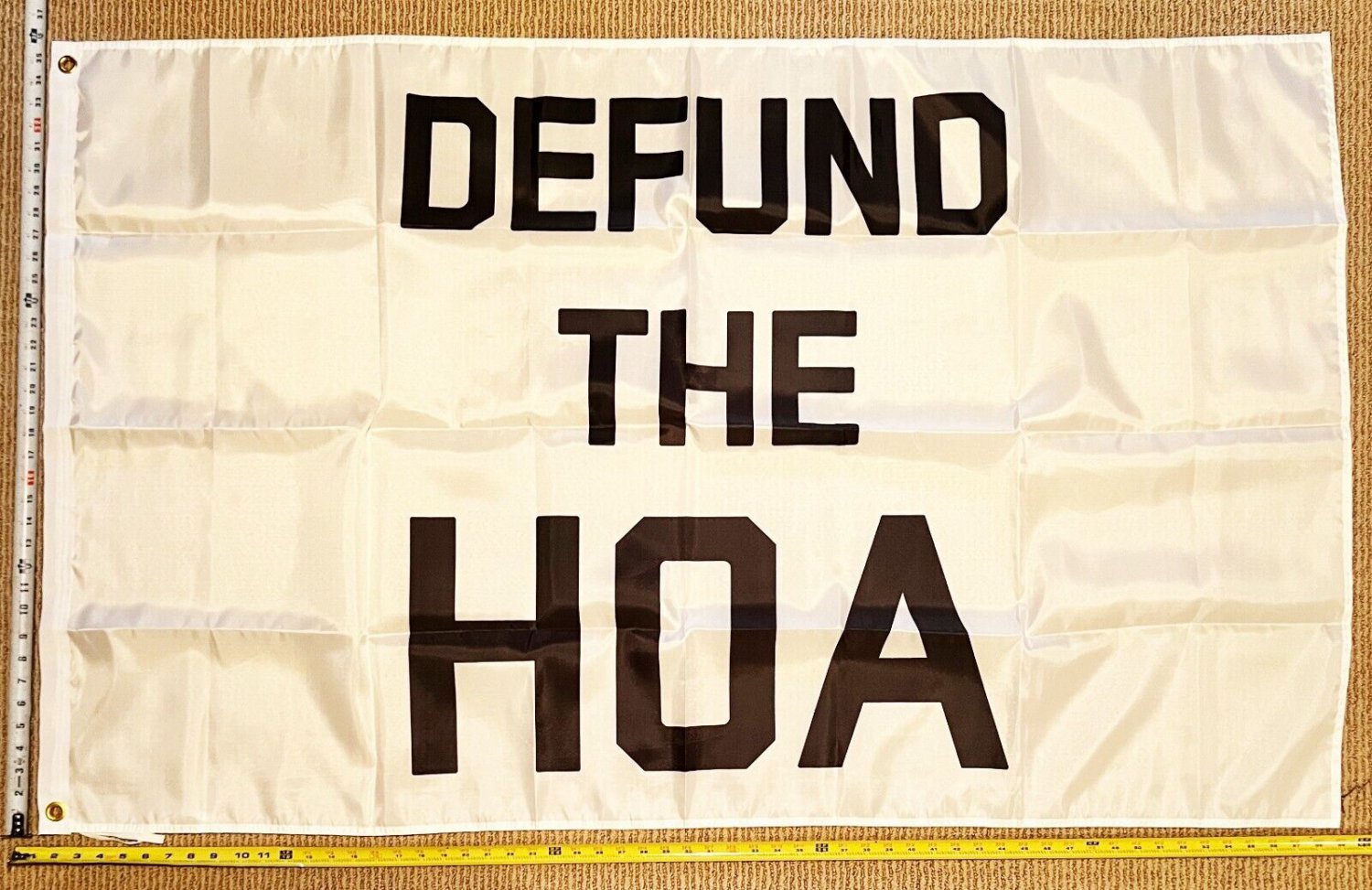 Welcome Flag Defund The HOA W Home Owners Fun Sign Poster USA 3x5'