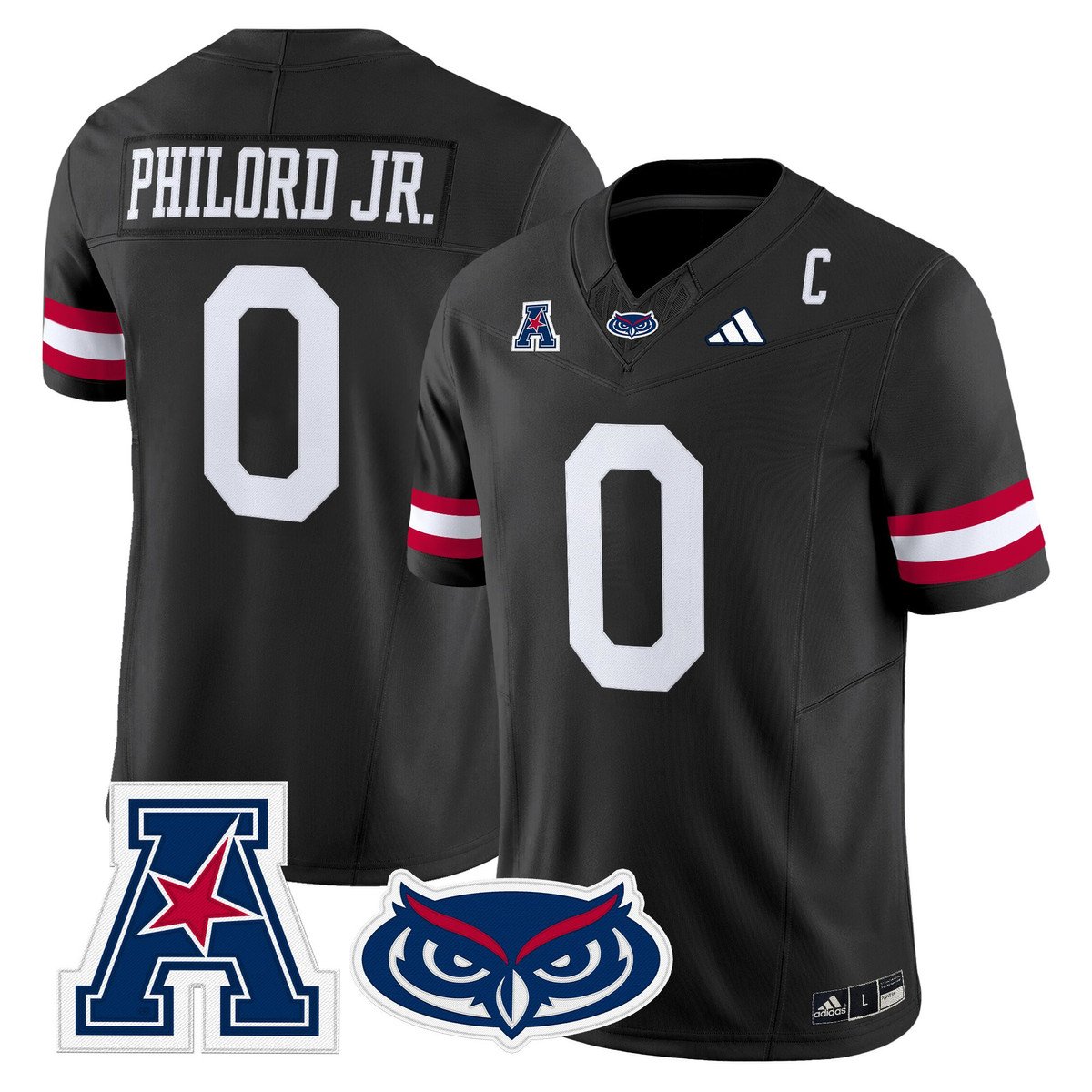 Wendol Philord Jersey #0 Florida Atlantic Owls 2025 All Stitched Black