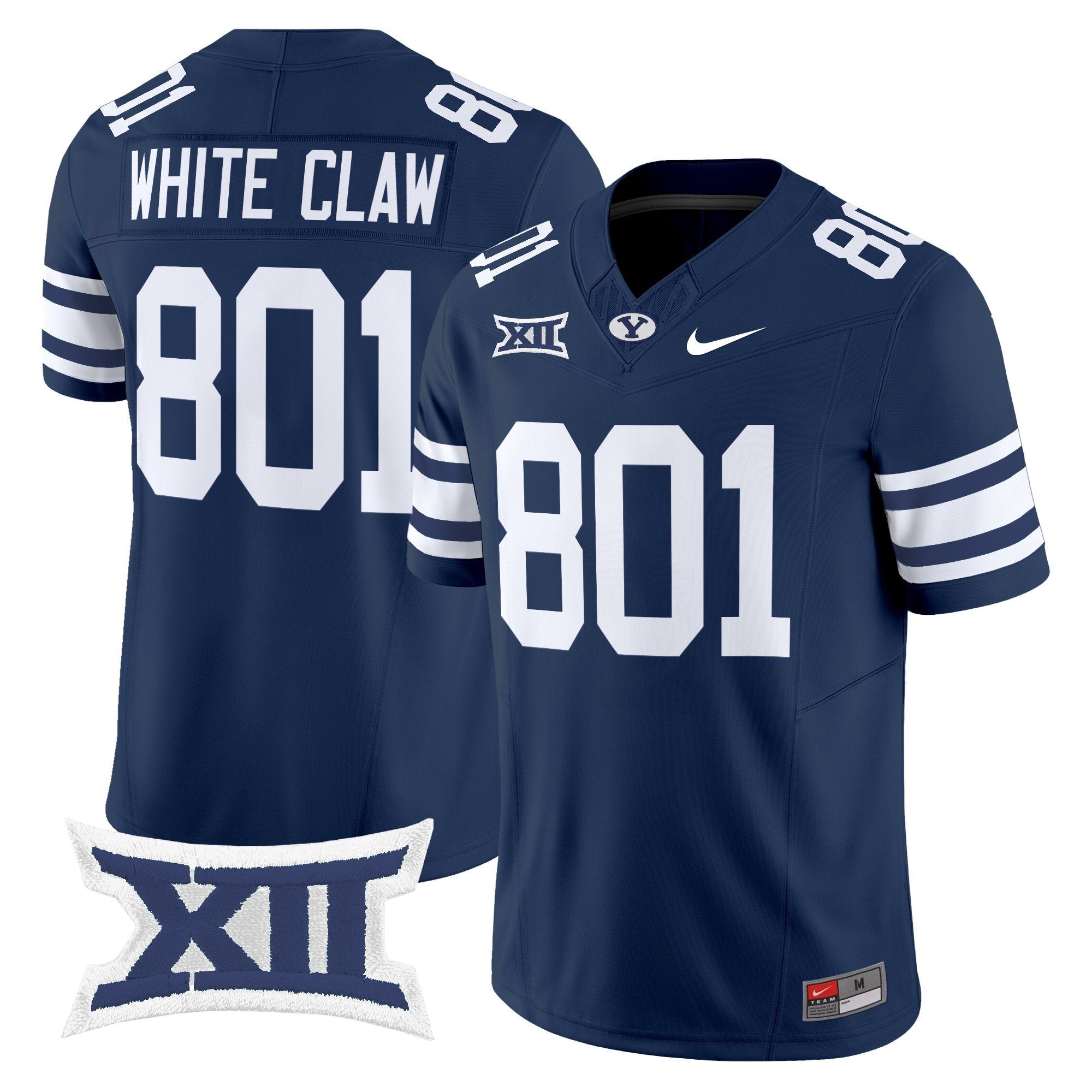 White Claw Jersey #801 BYU Cougars 2025 Vapor Limited Stitched Navy
