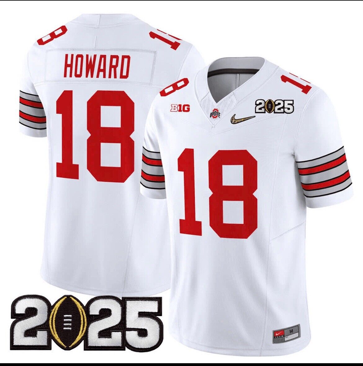 Will Howard Jersey #18 Ohio State Natty 2025 Patch Stitched White