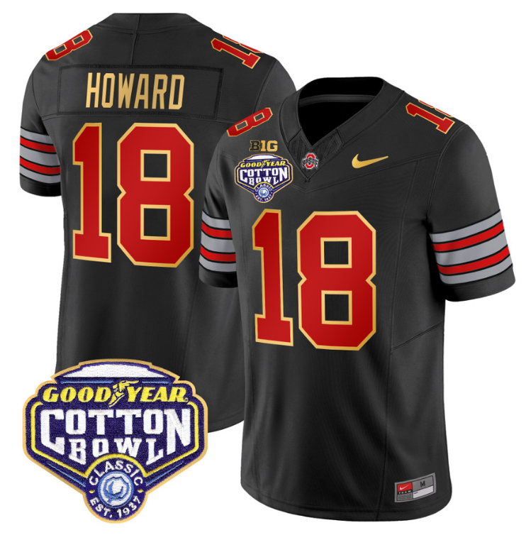 Will Howard Jersey #18 Ohio State 'Heritage Stripe' Cotton Bowl Black