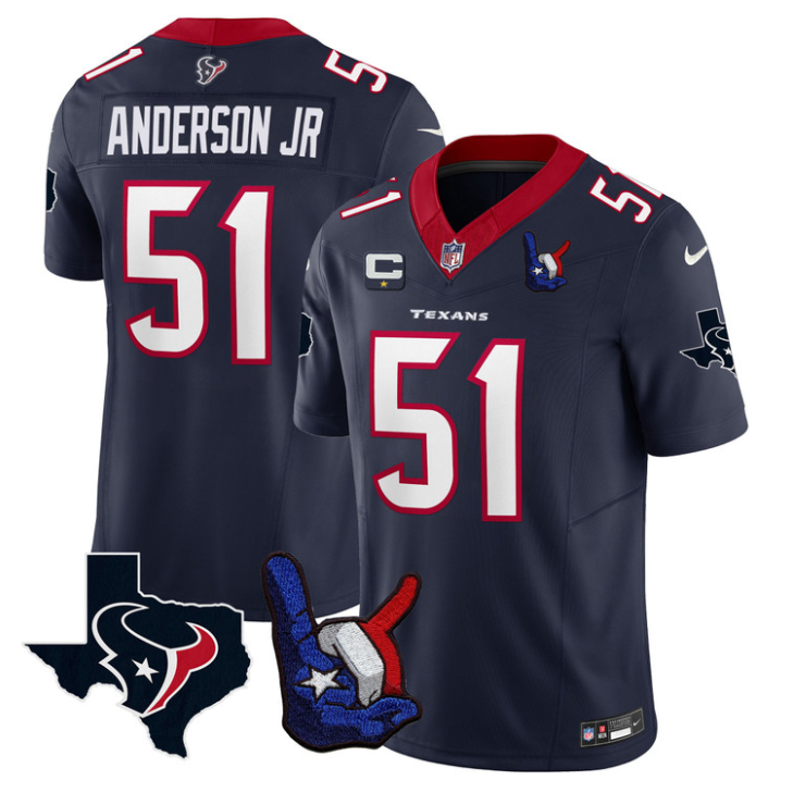 Will Anderson Jr Jersey #51 Hand Sign Throwing Up Patch Limited Stitched