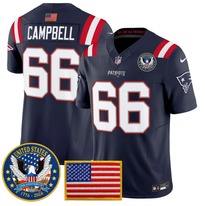 Will Campbell Jersey #66 United States 250th Patch Stitched