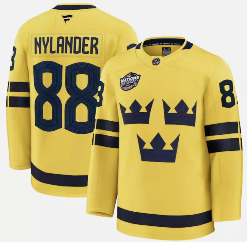 William Nylander Jersey #88 Sweden Yellow 2025 4 Nations Face-Off Stitched
