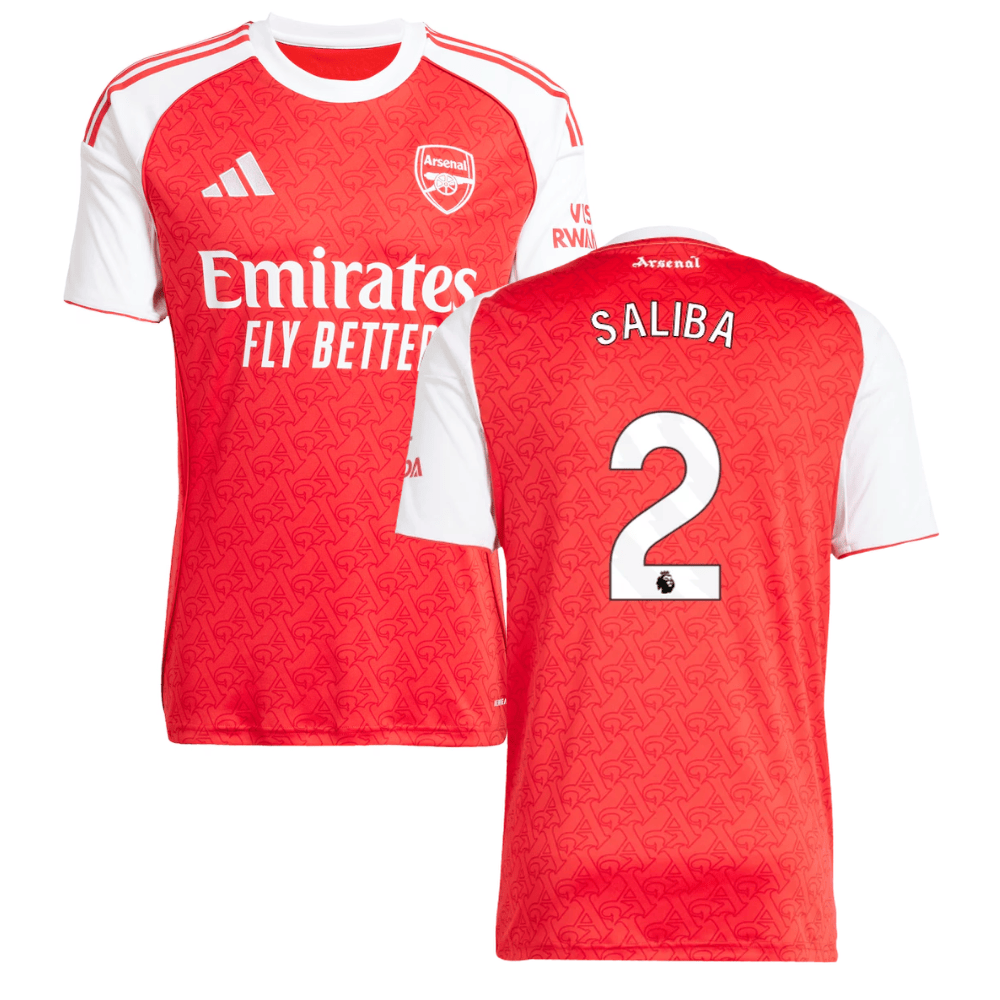 William Saliba #2 Arsenal 2025-26 Home Jersey – Red
