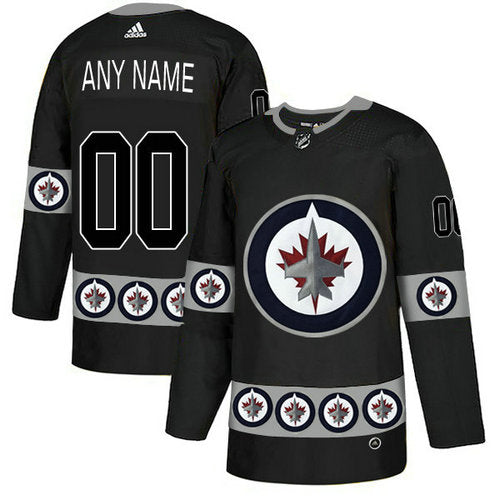Winnipeg Jets Custom Black Team Logos Fashion Jersey