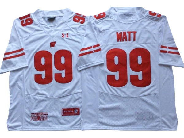 Wisconsin Badgers #99 J.J. Watt White Football Jersey
