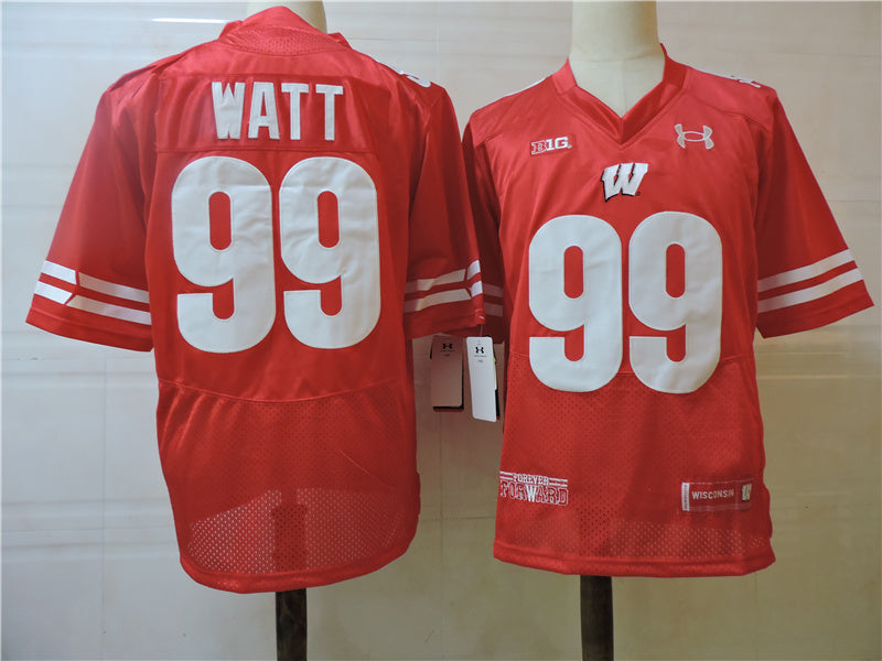 Wisconsin Badgers #99 Watt College Football Jersey Red