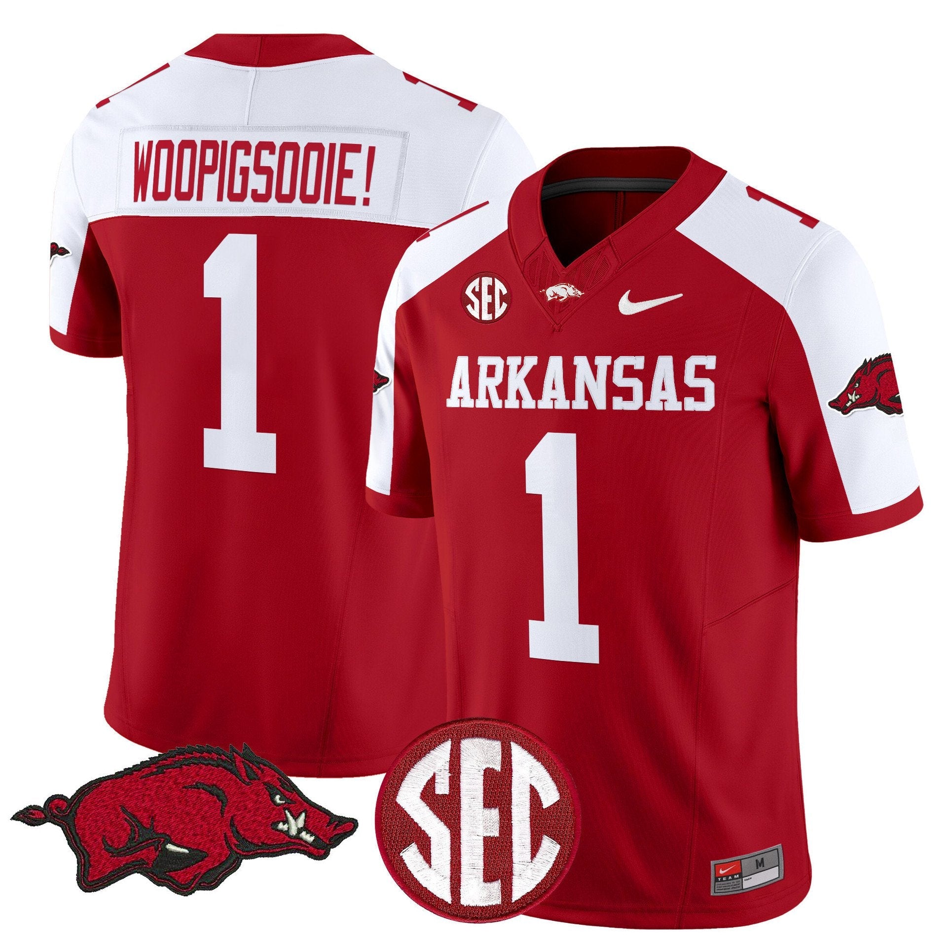 Woo Pig Sooie Jersey #1 Arkansas Razorbacks Limited Stitched Cardinal Alter