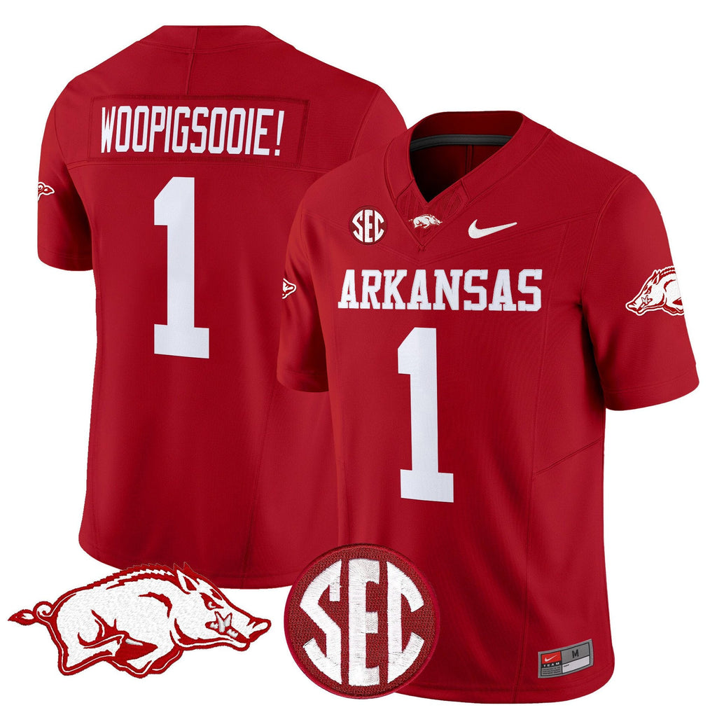 Woo Pig Sooie Jersey #1 Arkansas Razorbacks Limited Stitched Cardinal