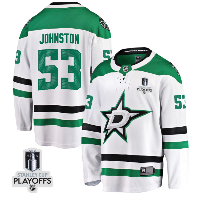 Wyatt Johnston 53 Dallas Stars 2024 NHL Playoffs Patch Away Breakaway Jersey - Men