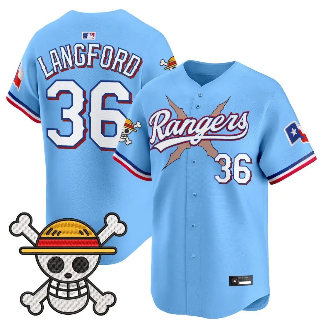 Wyatt Langford Jersey #36 Texas Rangers One Piece Premier Stitched