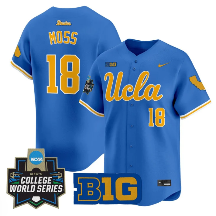 Wylan Moss Jersey #18 UCLA Bruins 2025 World Series Stitched Blue