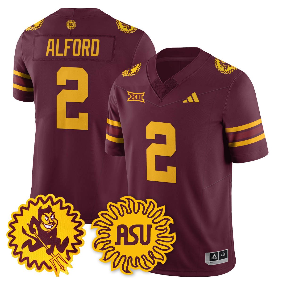 Xavion Alford Jersey #2 Arizona State Sun Devils 1975 Throwback Stitched Maroon