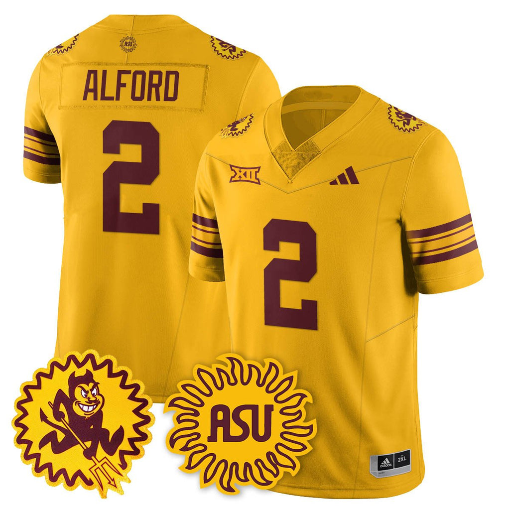 Xavion Alford Jersey #2 Arizona State Sun Devils 1975 Throwback Stitched Gold