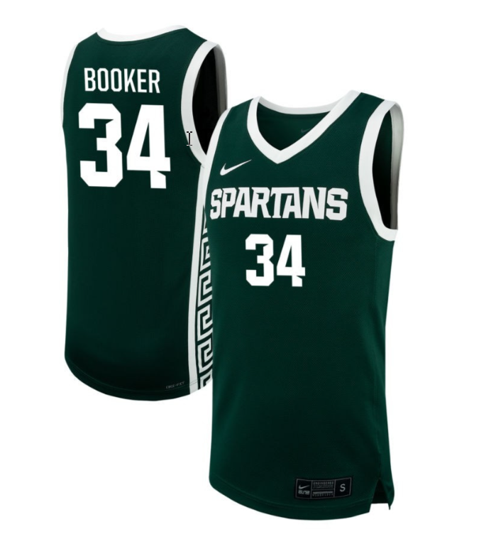 Xavier Booker Jersey #34 Michigan State Spartans NIL Basketball Green