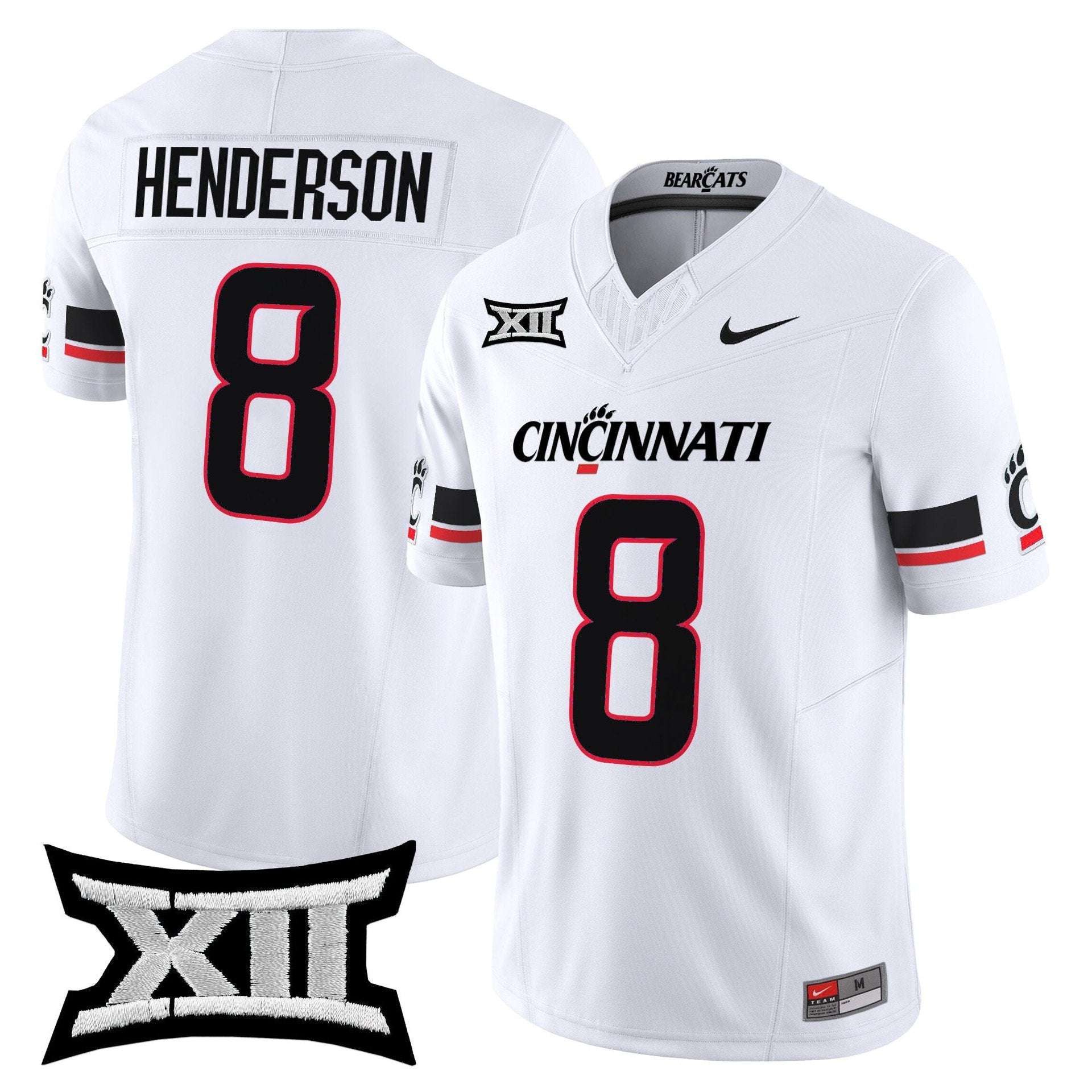 Xzavier Henderson Jersey #8 Cincinnati Bearcats 2025 Vapor Limited Stitched White