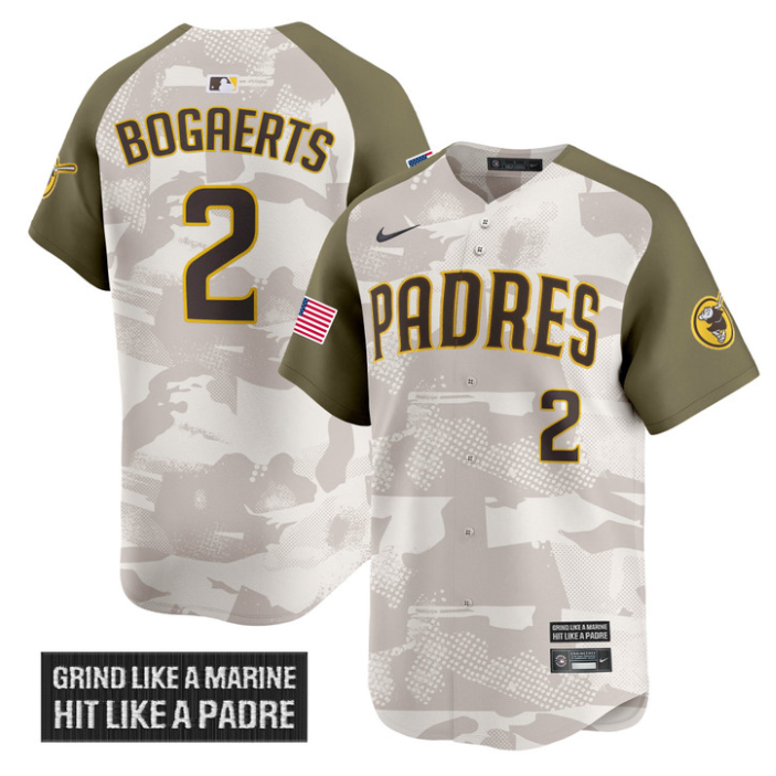 Xander Bogaerts Jersey #2 San Diego Padres 2025 Armed Forces Day Vapor Stitched Alternate