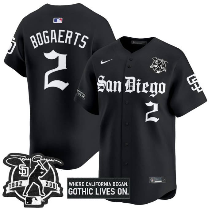 Xander Bogaerts Jersey #2 San Diego Padres Gothic Edition Vapor Limited Stitched Black
