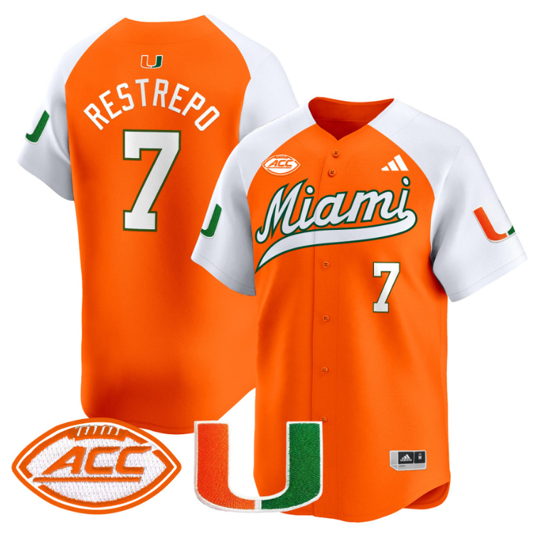 Xavier Restrepo Jersey #7 Miami Hurricanes 2024 Baseball Orange Alternate