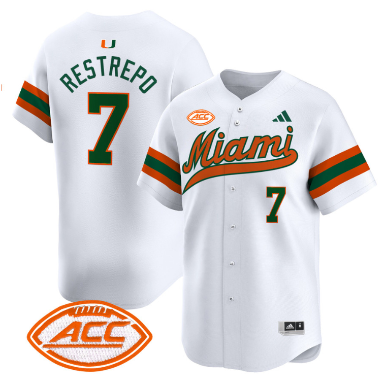 Xavier Restrepo Jersey #7 Miami Hurricanes 2024 Baseball White