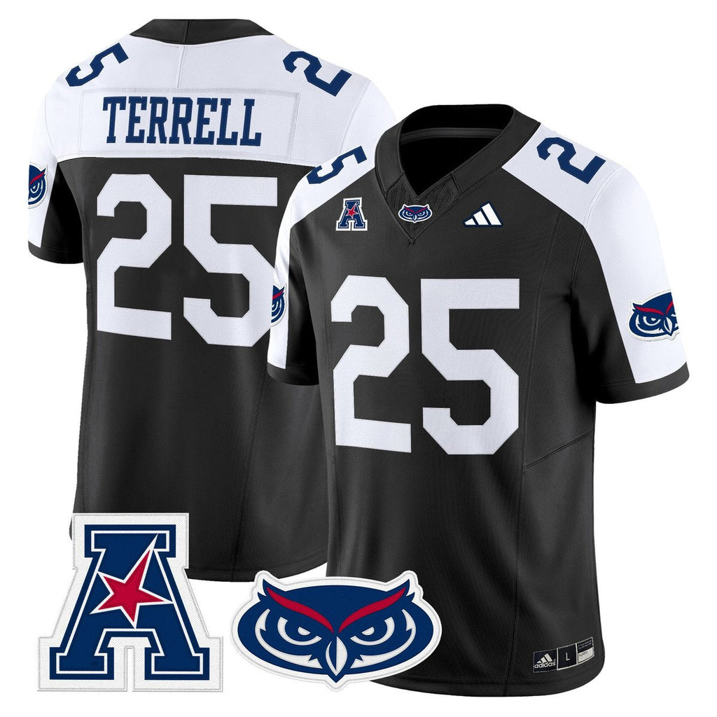 Xavier Terrell Jersey #25 Florida Atlantic Owls 2025 All Stitched Black