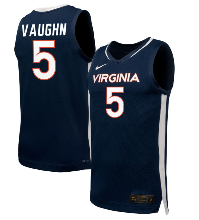 Yonta Vaughn Jersey #5 Virginia Cavaliers Unisex NIL Basketball Navy