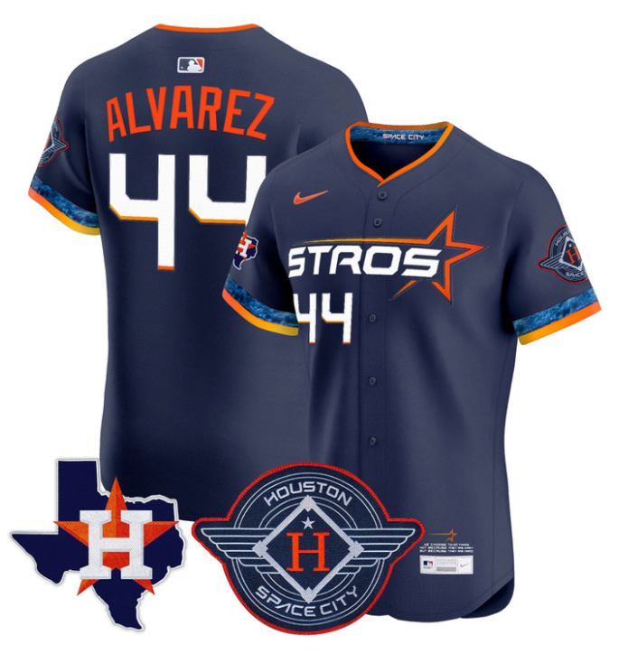 Yordan Álvarez Jersey #44 Houston Astros 2025 City Connect Texas Patch Premier Elite Stitched Navy