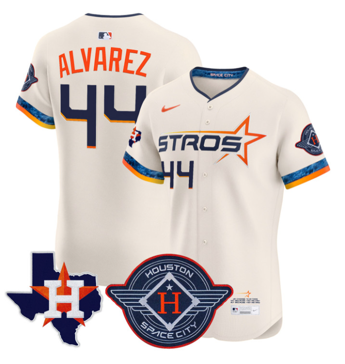 Yordan Álvarez Jersey #44 Houston Astros 2025 City Connect Texas Patch Premier Elite Stitched Cream