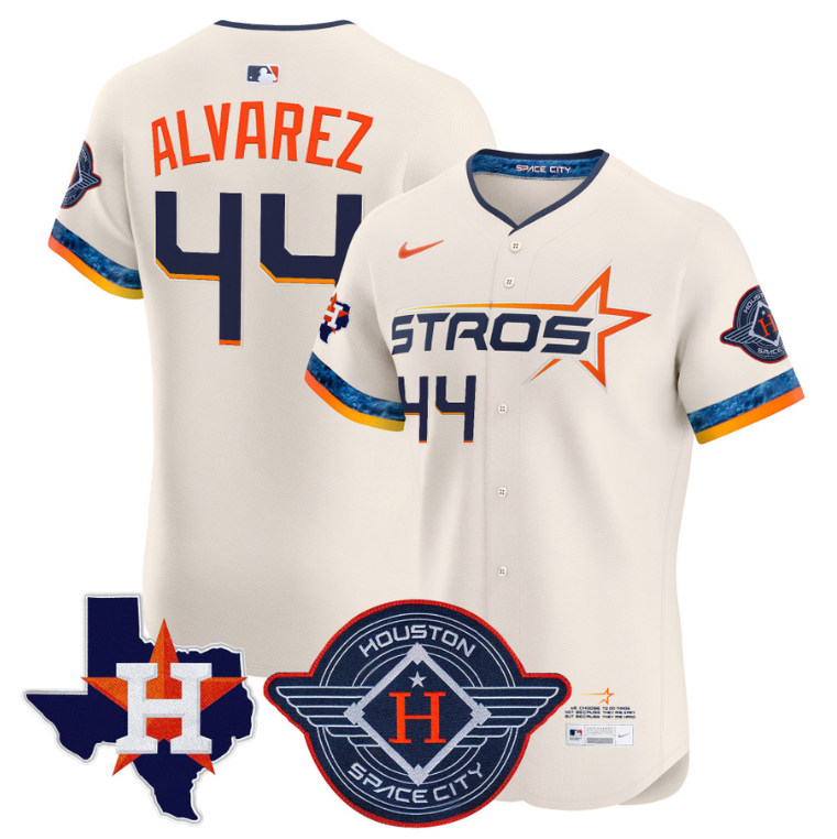 Yordan Álvarez Jersey #44 Houston Astros 2025 City Connect Texas Patch Premier Elite Stitched Cream