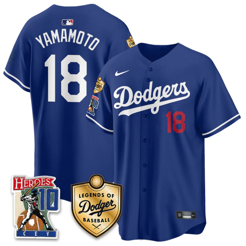 Yamamoto Jersey #18 Dodgers Ron Cey Legends Of Dodgers Baseball Royal