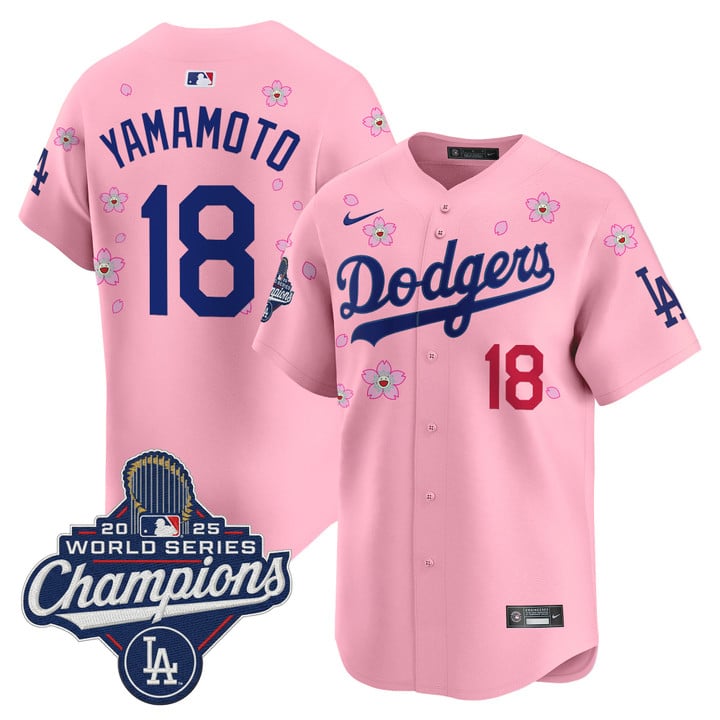 Yamamoto Jersey #18 Dodgers 2025 World Series Champions Stitched