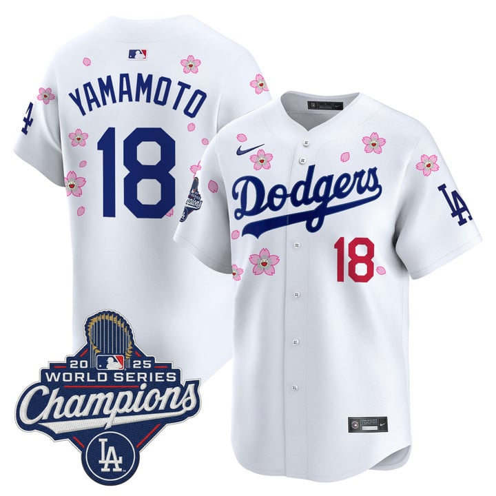 Yamamoto Jersey #18 Dodgers 2025 World Series Champions Stitched