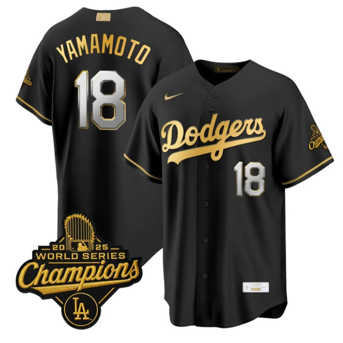Yamamoto Jersey #18 Dodgers Gold Collection Premier Stitched