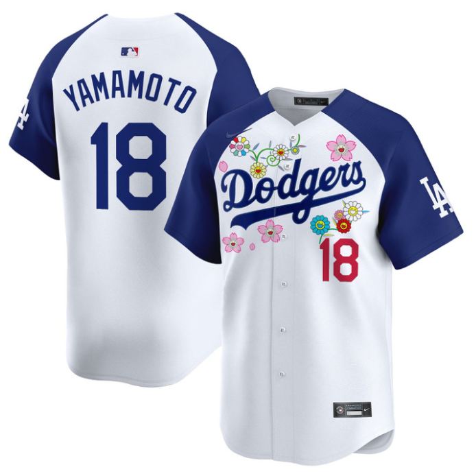 Yamamoto (Kanji) Jersey #18 Dodgers x Takashi Murakami 2025 Vapor Stitched Alternate