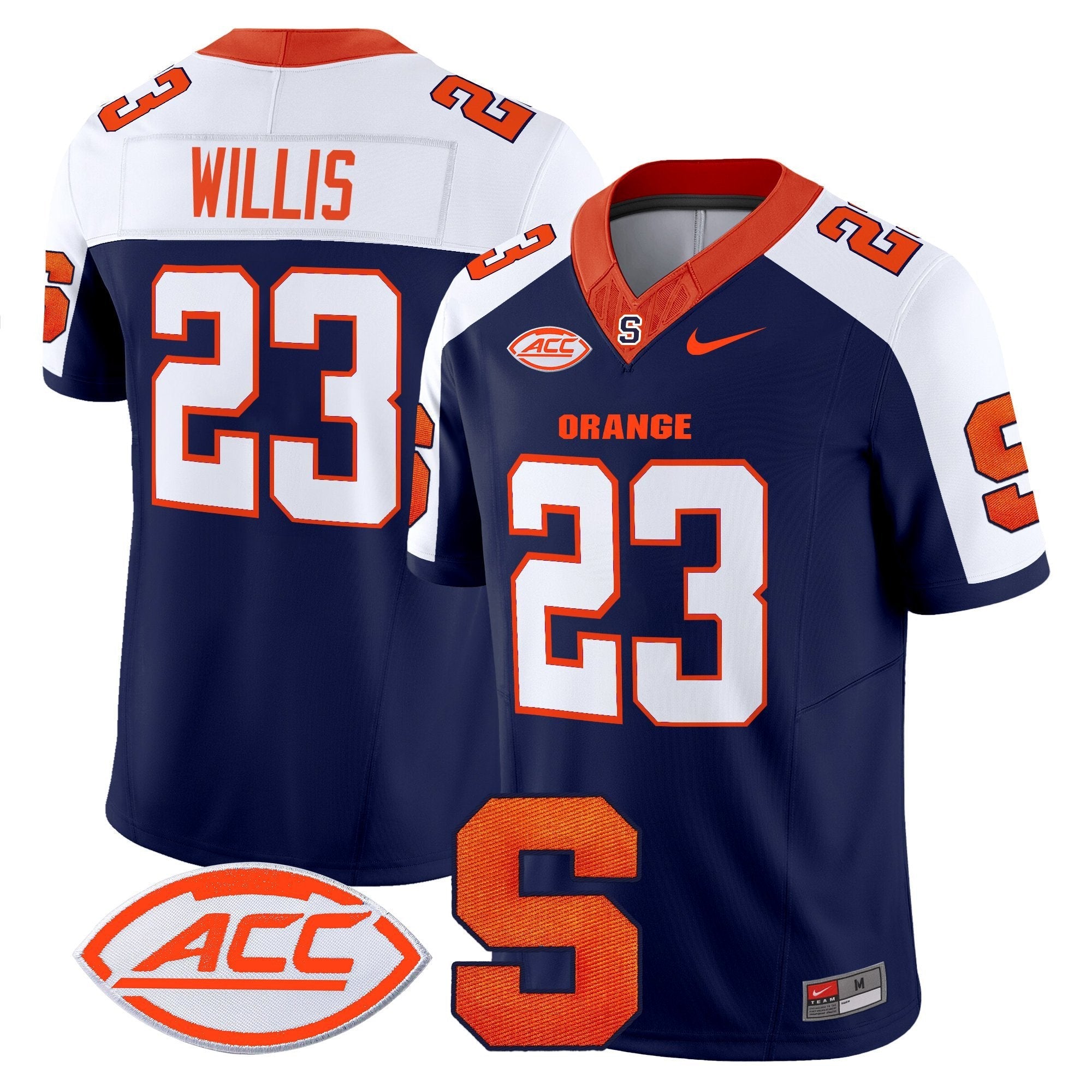 Yasin Willis Jersey #23 Syracuse Orange 2025 Limited Stitched Navy Alternate