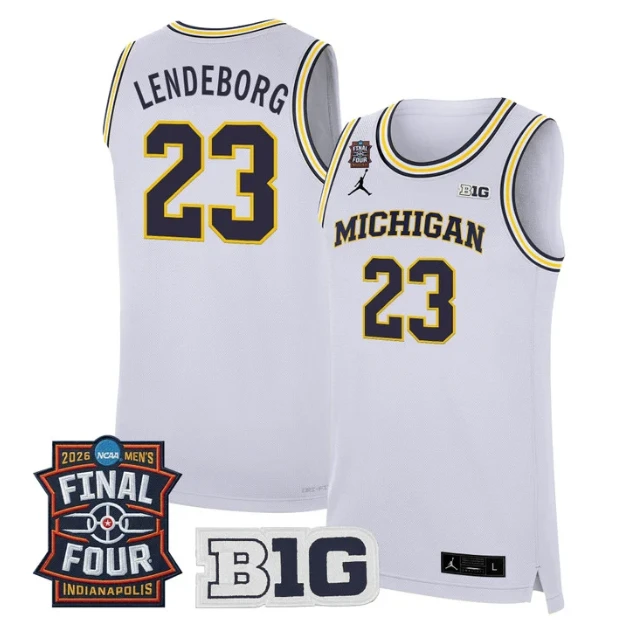 Yaxel Lendeborg Jersey #23 Michigan Wolverines 2026 Final Four Stitched White