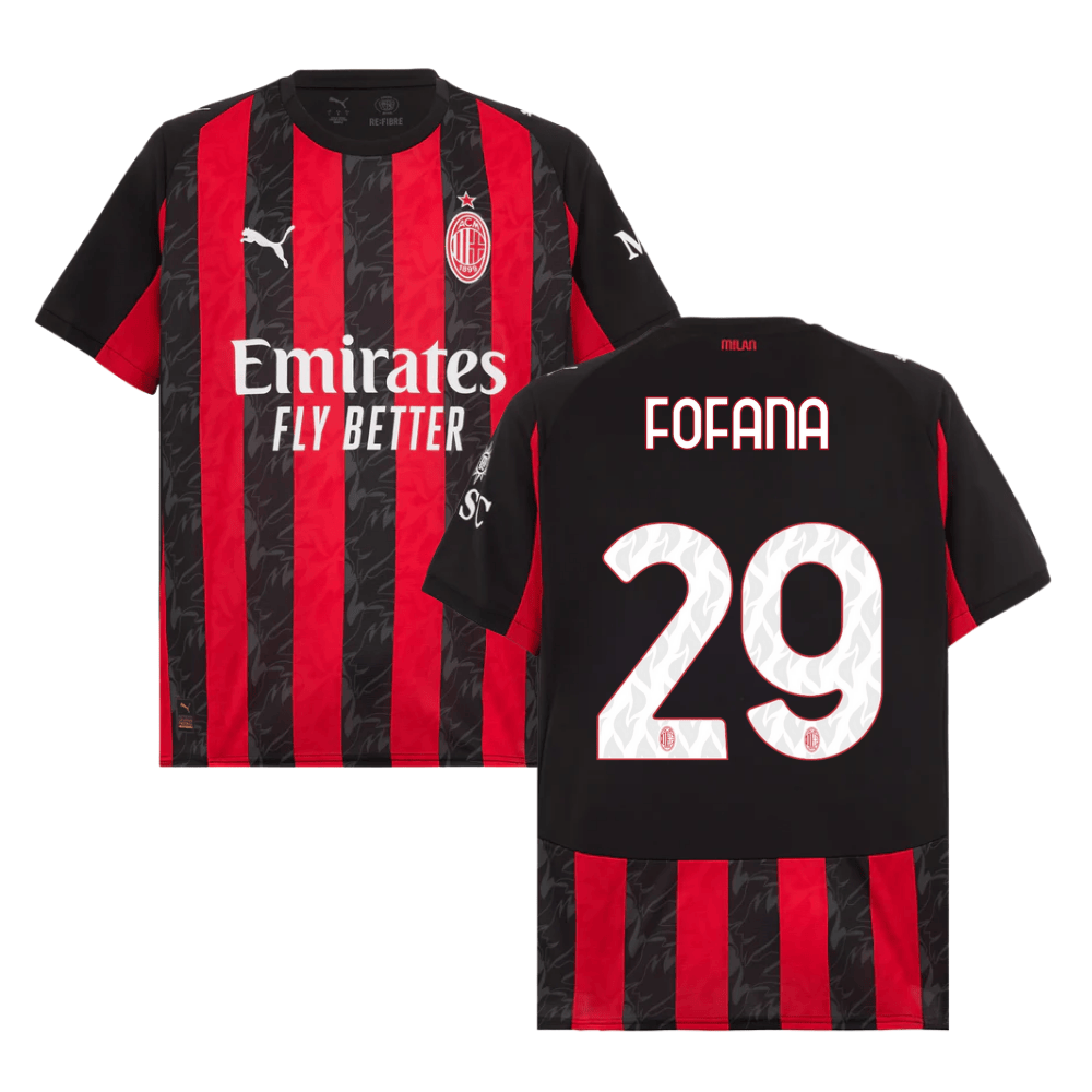 Youssouf Fofana 29 AC Milan 2025-26 Home Match Jersey – Black Red