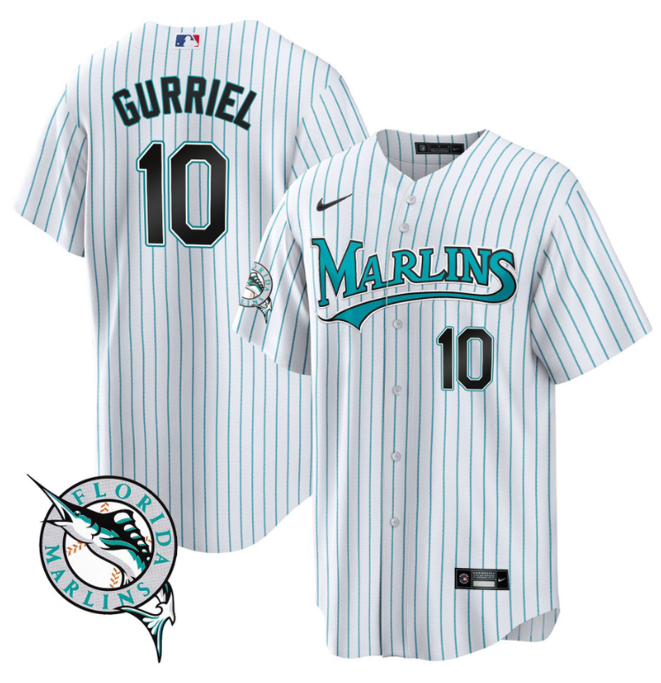 Yuli Gurriel Jersey #10 Miami Marlins Throwback Cool Base All Stitched
