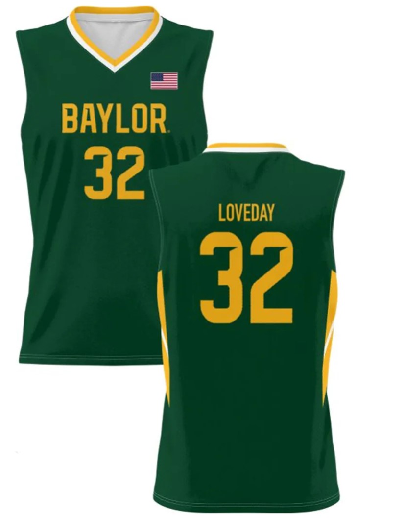 Zach Loveday Jersey Baylor Bears College Basketball Green #32