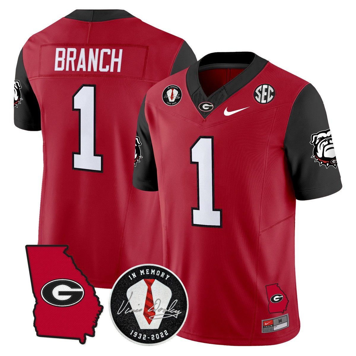Zachariah Branch Jersey #1 Georgia Bulldogs 2025 Limited Stitched Red
