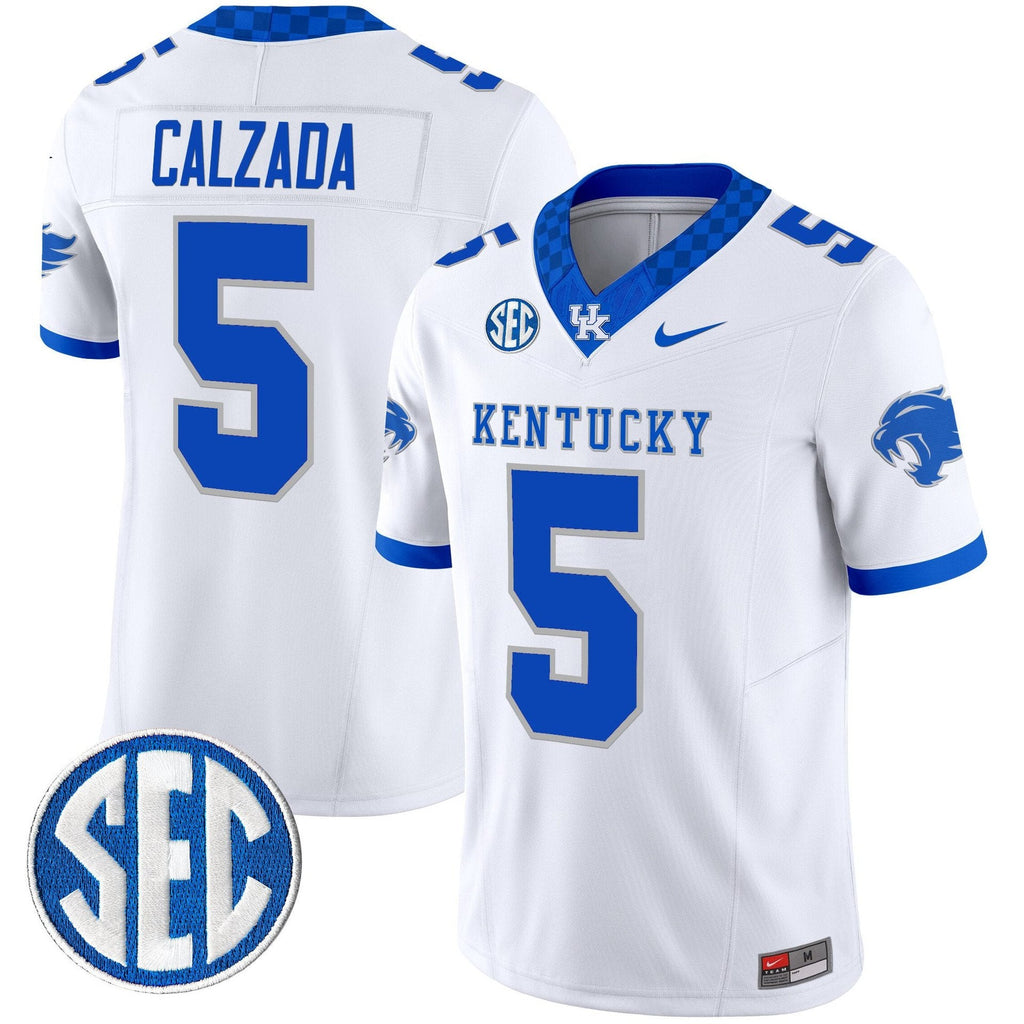 Zach Calzada Jersey #5 Kentucky Wildcats 2025 Limited Stitched White