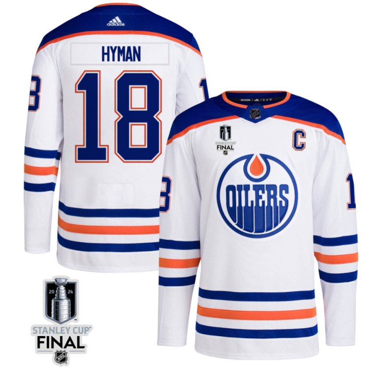 Zach Hyman 18 Edmonton Oilers 2024 STANLEY CUP Final Away Jersey Men, White