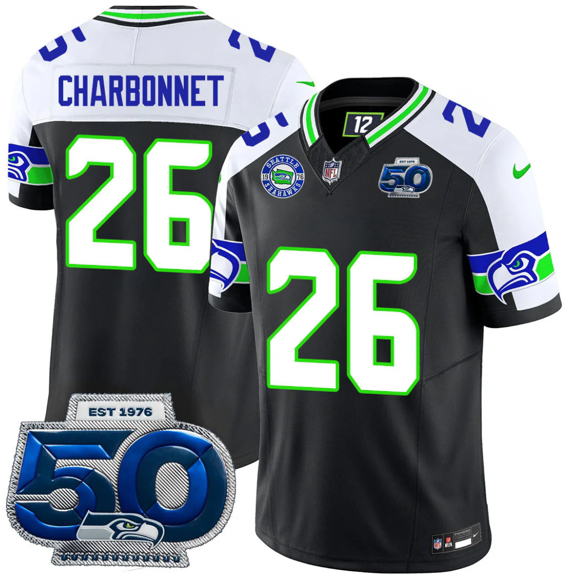 Zach Charbonnet Jersey #26 50th Season Vapor Limited All Stitched