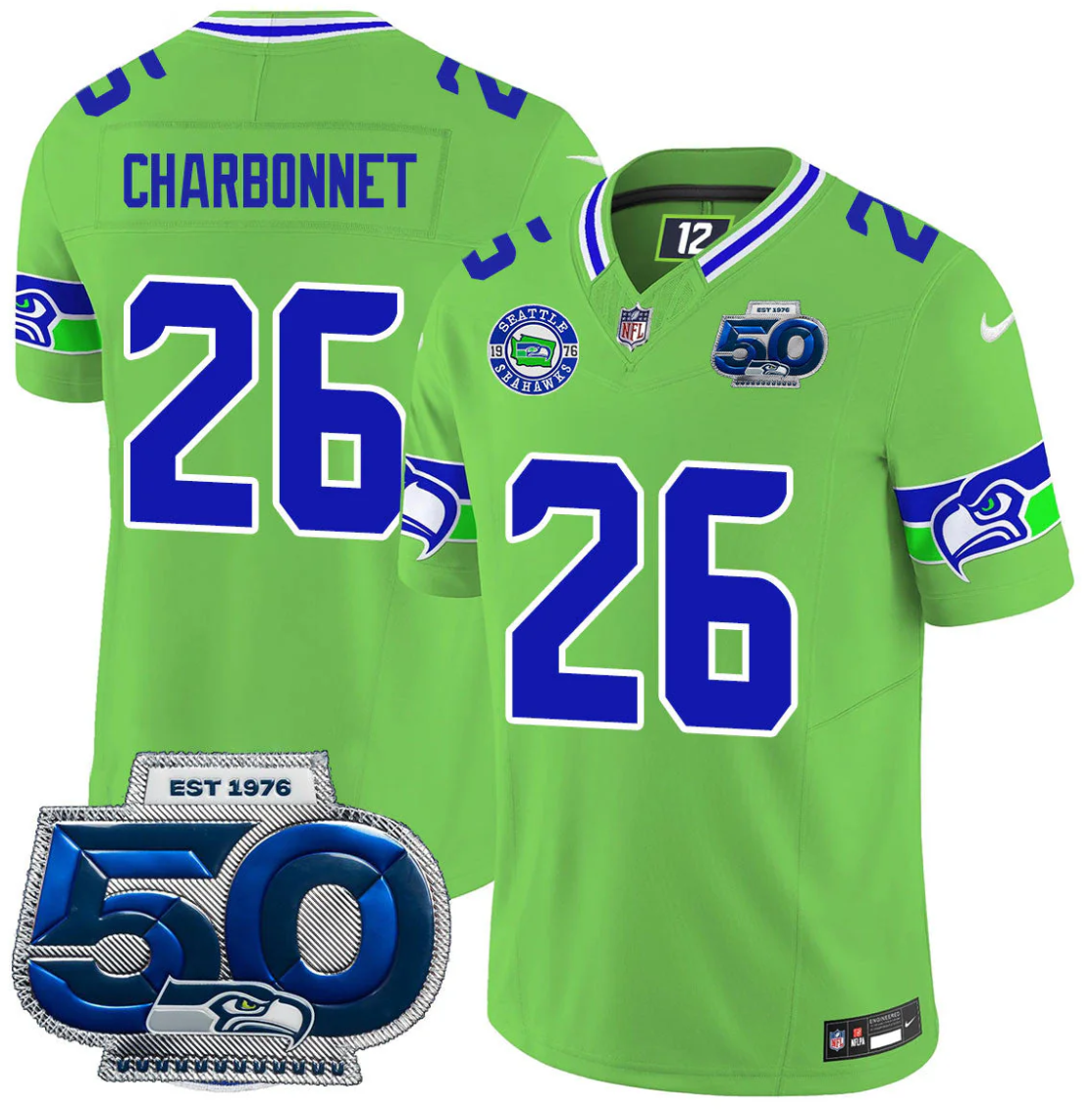 Zach Charbonnet Jersey #26 50th Season Vapor Limited All Stitched