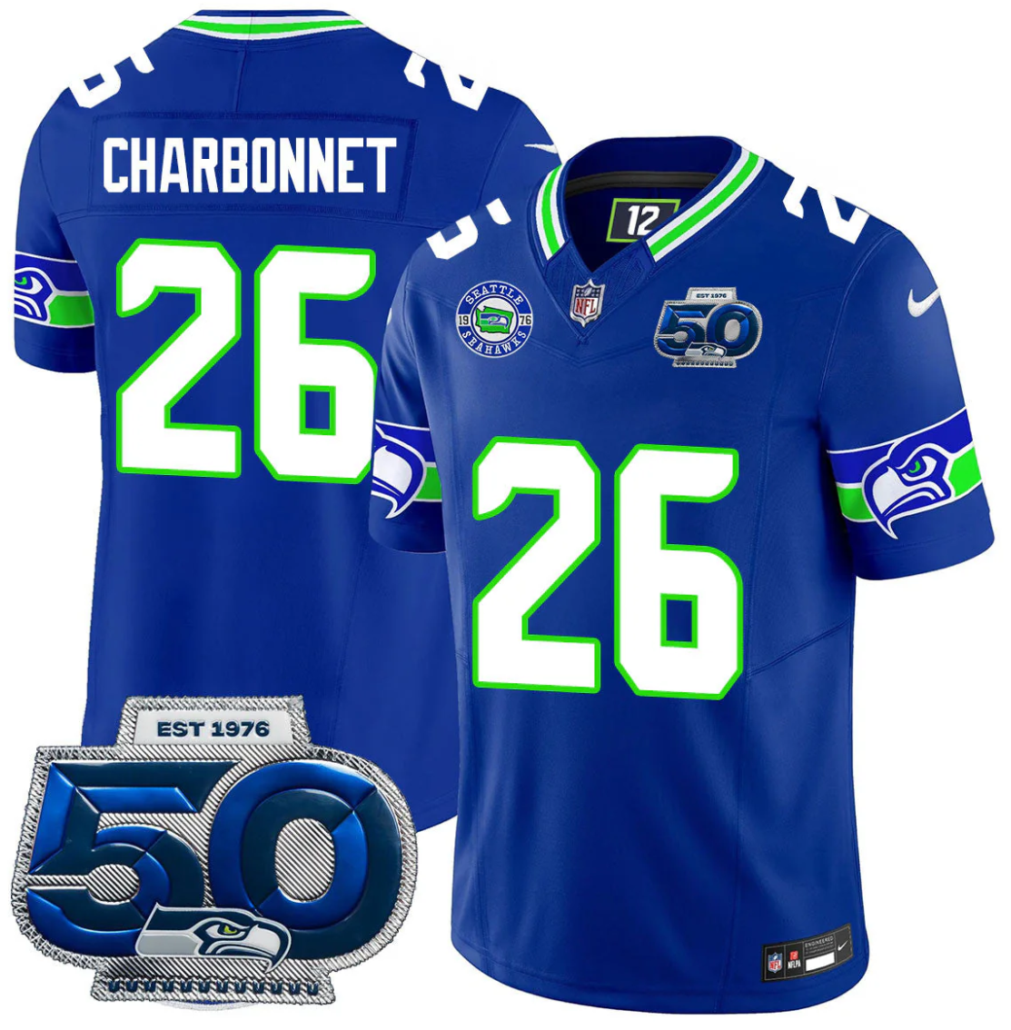 Zach Charbonnet Jersey #26 50th Season Vapor Limited All Stitched