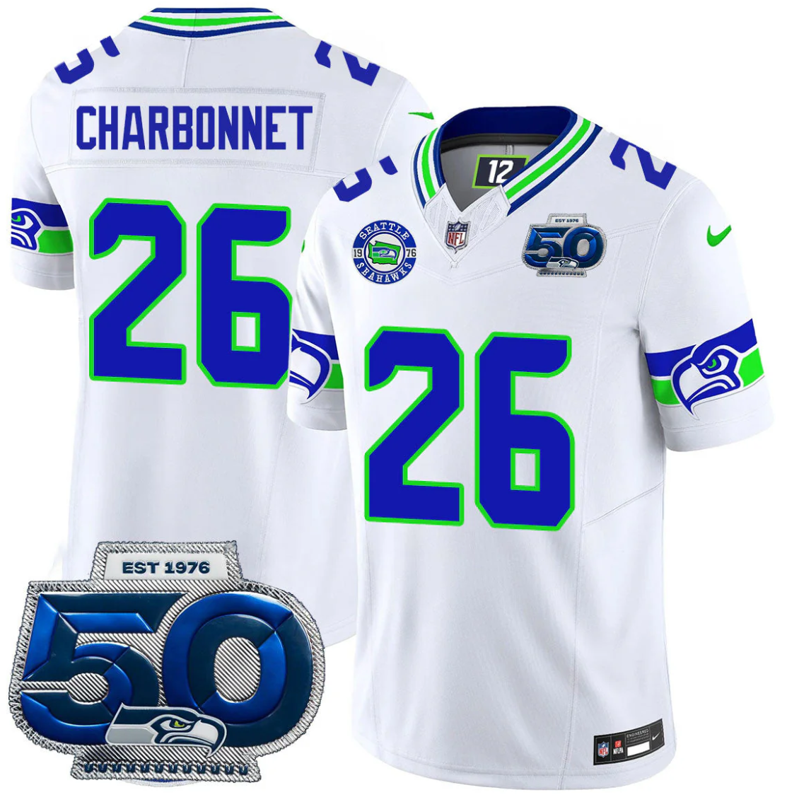 Zach Charbonnet Jersey #26 50th Season Vapor Limited All Stitched